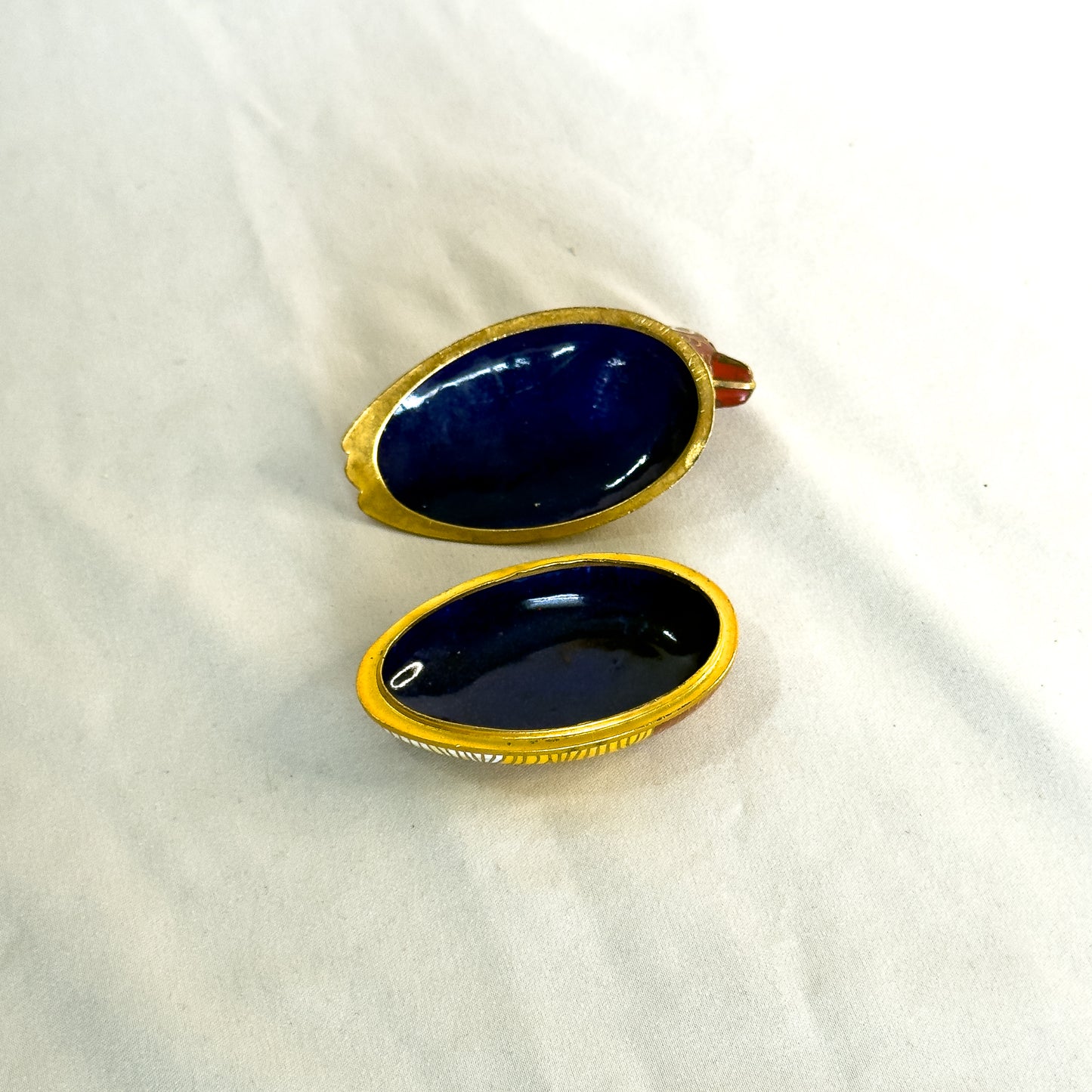 Vintage Cloisonné Duck Trinket Box Hand-Painted Enamel with Gold Accents