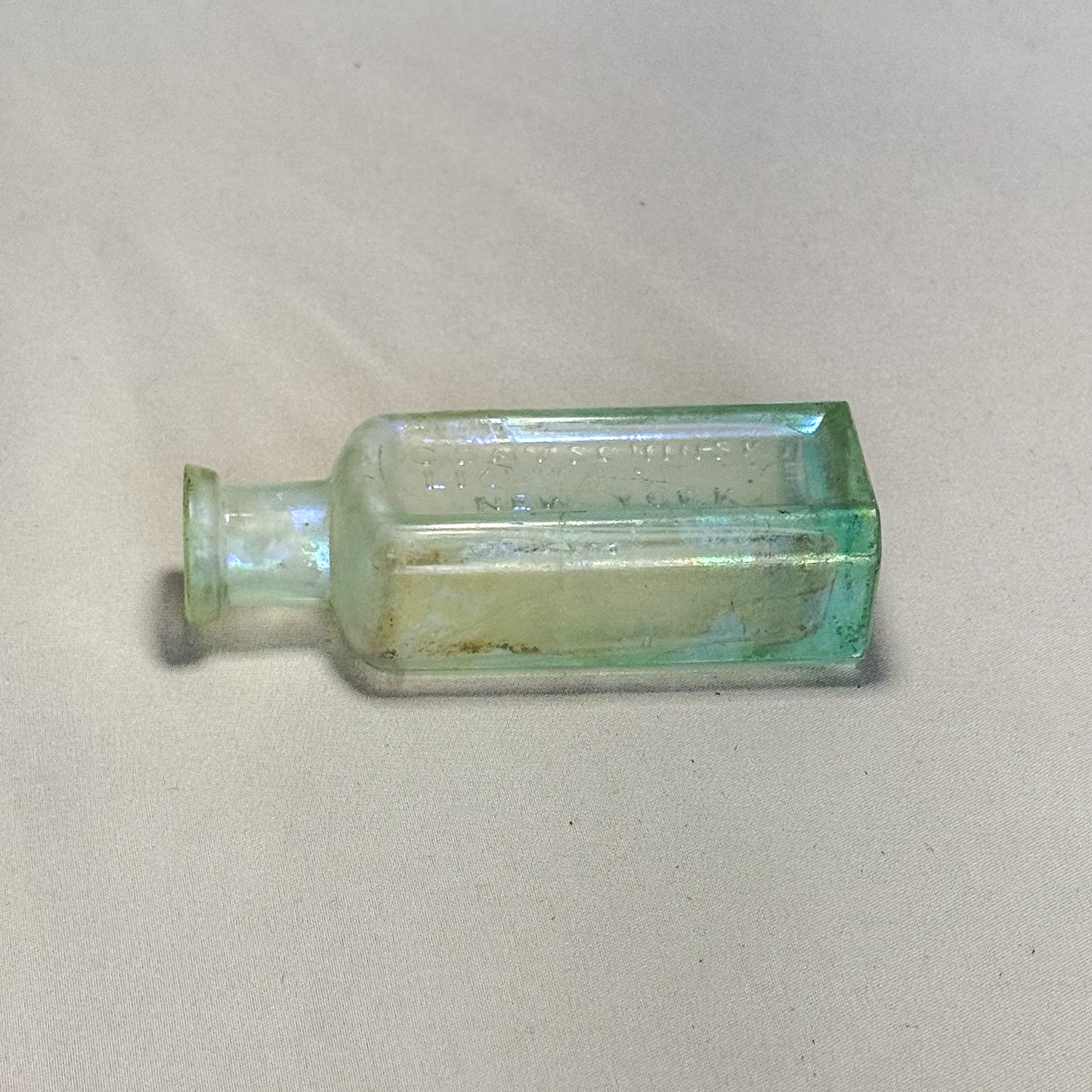 Antique Iridescent C. Damshinsky Liquid Hair Dye Bottle, New York