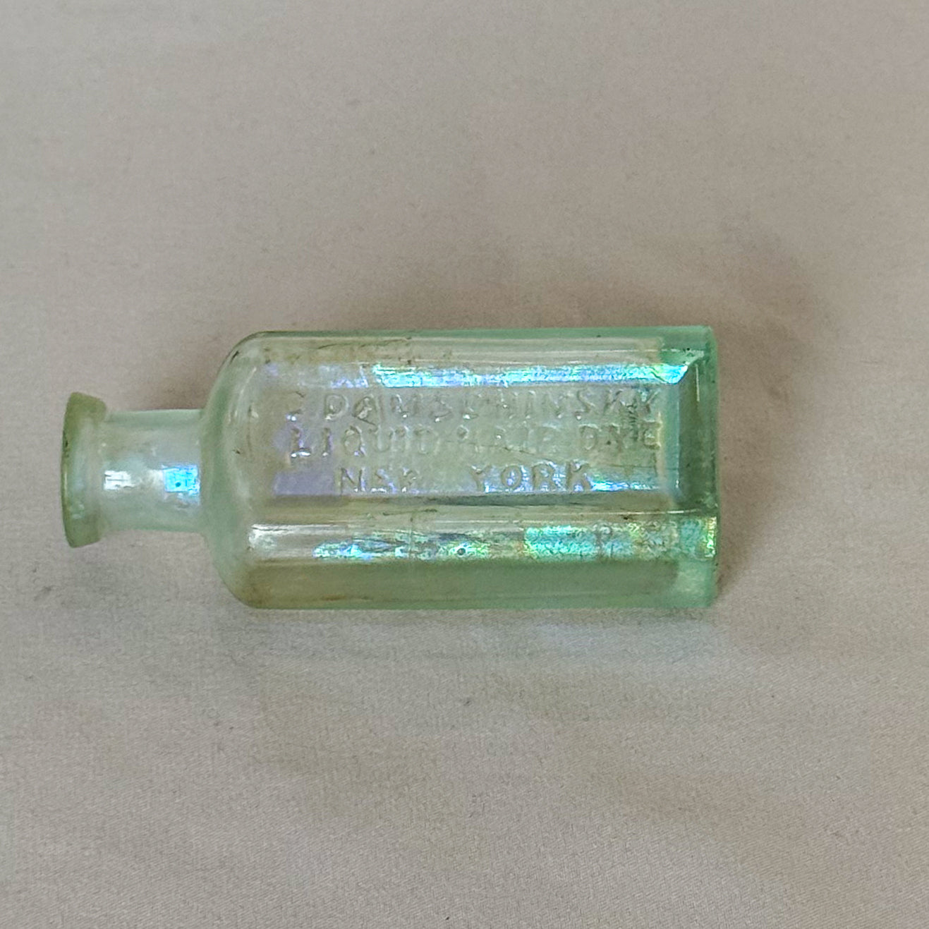 Antique Iridescent C. Damshinsky Liquid Hair Dye Bottle, New York