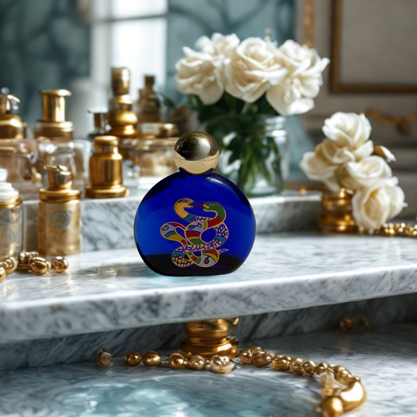 Vintage Niki de Saint Phalle Eau de Toilette Bottle 1980s Cobalt Glass 1 fl oz Empty Collector’s Perfume Bottle